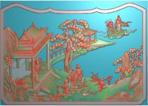 Qunxian Heshou Luohan Bed Qunxian 2 Size 438*304 Sculpture Relief Figure Grayscale JDP Cable