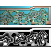 Computer carving figure relief map gray map Ganoderma master chair middle hall wall size 190*70 carved cable