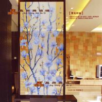 Special art glass deep carving hot sale screen entrance partition glass background wall flowers like brocade]