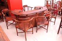 Chinese classical furniture mahogany tea table tea table Laos big red sour tea table curved sour tea table 6 pieces