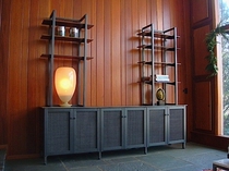 American country industrial style four-layer Wrought iron old imitation rust bookshelf Iron solid wood display display