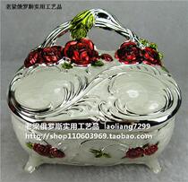 Z1 New Russian Metal Cotton Box Jewelry Box Cosmetics Box Large Silver Silver - Silver - Silver Rose has a backward backing