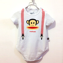 Summer baby print short-sleeved cotton triangle climbing suit bag fart harem Monkey baby fake two-piece strap one-piece