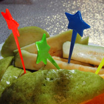  Five-star fruit fork Disposable fruit fork Cake fork Fruit fork Fruit thorn Plastic fork Color fruit fork