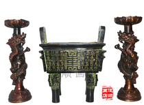 Pure copper wax candle holder Double Dragon drama Pearl Double Dragon Candle Candle Terrace Tray Dragon Wedding Celebration Gift and Gift Red Copper Boutique