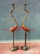 Antique pure copper candlestick living room home lucky copper dragon turtle crane ornament Brass crafts opening gift decoration