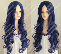 Cos wig Zombie bride Emily ink blue long curls Medium points fluffy wave air roll