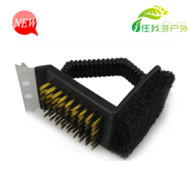 Barbecue oven accessories barbecue cleaning brush three-in-one steel brush scraper washing grill cleaning brush oven brush