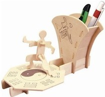 Four-link wooden simulation 3d model-Wushu pen holder childrens toy DIY solid wood jigsaw puzzle-Guoshu pen holder