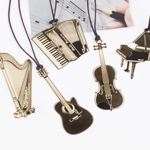 South Korea imported stationery bookfriends exquisite and realistic gold-plated concert instruments 18K metal bookmarks 6