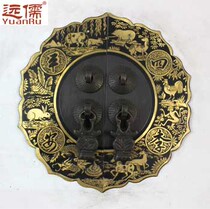 Ancient bronze accessories brass cabinet door handle for the ancient bronze accessories brass cabinet door handle Four-on-the-side zodiac letdown YRB352 diameter 14CM