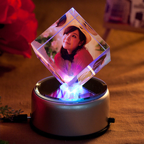 DIY creative birthday gifts luminous music rotating crystal Rubiks cube photo customization to send men and women friends wife gifts