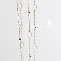 Exclusive 925 silver chain with fresh water pearl fashion decoration long necklace silver rose gold sweater chain