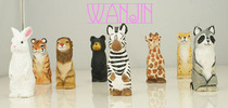 Export to Japan hand-carved standing wood animals wood carving animals 8 kinds of cute animal shapes