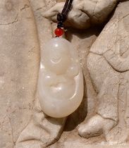 Item No. 7680 Natural Xinjiang Hetian Jade White Jade seed material Buddha Maitreya pendant hand carved with certificate re-inspection