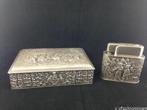 1940 Dutch EMRO sterling silver antique fuel kerosene lighter cigarette case set