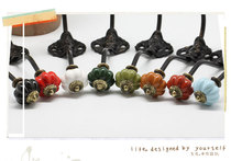 You can live in French country Vintage ceramic pumpkin head Wrought iron large hook Coat hook Feature home hanging hook