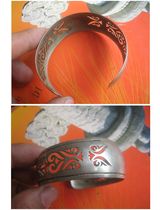 Extra intact silver hollow engraved wide edge silver bracelet silver jewelry boutique modern trend