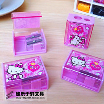 Yoo Le Xuan * South Korean stationery creative hello kitty Cat flip double hole pen sharpener two hole pencil sharpener