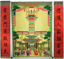 High 145cm hand-painted Jiatang Axis Family Ancestral Family Penealogy Family Picture Zhongtang Lography New Year Hanging Shaft Painting