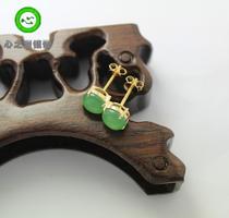 (Xing Family Workshop) Emerald Egg Face Earnail Personality Customized K Gold Inlaid Section 101209