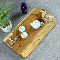 Solid Wood tea tray special green sandalwood tea tray whole piece handmade carved flowers and birds small tea set tea table Tea Sea