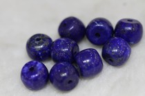 Tibetan Buddhist pearl accessories Old material green gold stone barrel bead pair holes are 0-0 75cm 95cm diameter