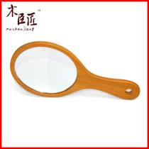 Wooden man Beauty Salon Stomatology handle mirror makeup vanity mirror wooden retro shape mirror