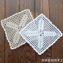 Auspicious Home Handmade Foreign Trade Hook Flower Plate Dining Pad Decorative Pad Z Wind Flower Bottle Pad 14CM Rice White