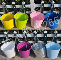 D-shaped large hanging iron bucket]PASTORAL style galvanized steel plate iron hanging basket flower pot 23CM