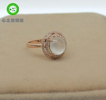 (Xing Family Workshop) Emerald Egg Noodle Ring Personality Custom K Gold Inlays 101912