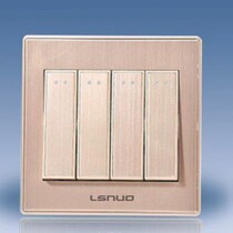  Four-open double-control switch panel all-aluminum gold brushed four-open double-control switch concealed large rocker switch