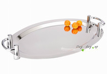 High-end stainless steel oval mirror plate silver ear stainless steel tray Stainless steel mirror plate fruit plate tea plate