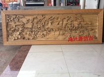 Dongyang wood carving Central European decoration background wall Antique horizontal screen pendant Hanging screen full hand carving