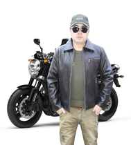 Cowhide motorcycle jacket mens casual lapel imported cowhide motorcycle suit Leather leather jacket