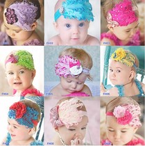 European and American style Childrens headdress Baby hair band Girl hair band Baby head flower double feather exquisite rhinestone accessories