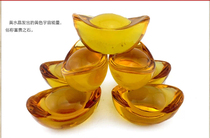 New glass ingot golden crystal ingot Chinese auspicious Feng Shui ornaments Home office table decoration