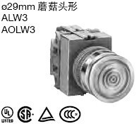 29mm mushroom head shape ALW3 reset opening diameter 22mm push button switch AOLW3 Japan idec Izumi