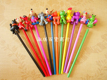 Wholesale Creative Wooden Stationery Cute Puppet Pencil Solid Animal Puppet Pencil Student Prize Cartoon Pen