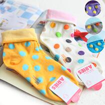 Special price day Single spring autumn turn over big round points Short socks Pure cotton socks Children retro Collider heaps stockings