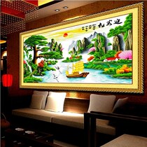 Cross stitch welcome pine fortune version living room landscape painting cross stitch