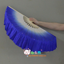 Gem blue gradient double-sided dance fan Jiaozhou Yangge fan Blue and white porcelain dance fan