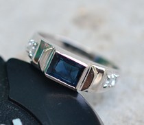 925 Silver Platinum Natural Sapphire Mens Ring Fashion Birthday Gift Special