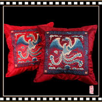Pillow pillow pillow cushion embroidery pillow Guizhou style tussah cotton edge spelling phoenix embroidery cushion