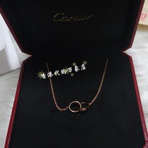  Hong Kong Cartier cartierLOVE series 18K rose gold double ring necklace B7212300 with certificate