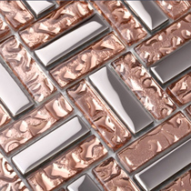 Electroplated glass mosaic pink silver background wall puzzle tile mirror bathroom decoration spot promotion