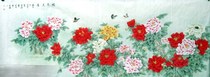 Peony Chinese painting authentic meticulous painting pure hand-painted flowers and birds blossom eight feet