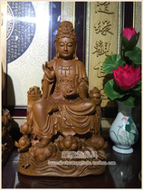 Quality Xiao Nan wood view from Bodhisattva engraving Taiwan Craft original wood color Guanyin 19 inch Buddhist statue of Buddha