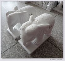 Suck money town house Feng shui Elephant crafts White marble auspicious wishful Elephant stone carving Elephant boutique ornaments
