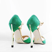 HChen Korea artisanal high custom light lavish and sexy splice golden side empty frosted with high heel shoes